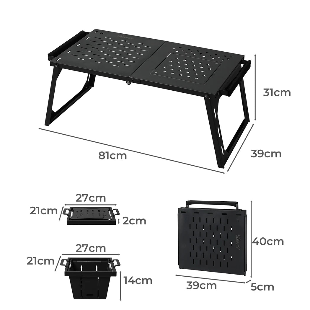 OEM Folding IGT Camping Table with BBQ Grill Black 81x39x31cm