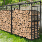 OEM Firewood Log Rack Metal Frame Protective Cover Black