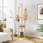 OEM Corner Coat Rack Bamboo Natural