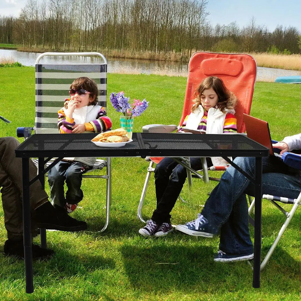 OEM Folding Grill Table Adjustable Height Steel Mesh Top Black 90 × 60 ×70cm