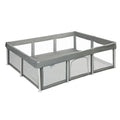 OEM Foldable Baby Playpen Portable Mesh Safety Fence Grey 120x180x65cm