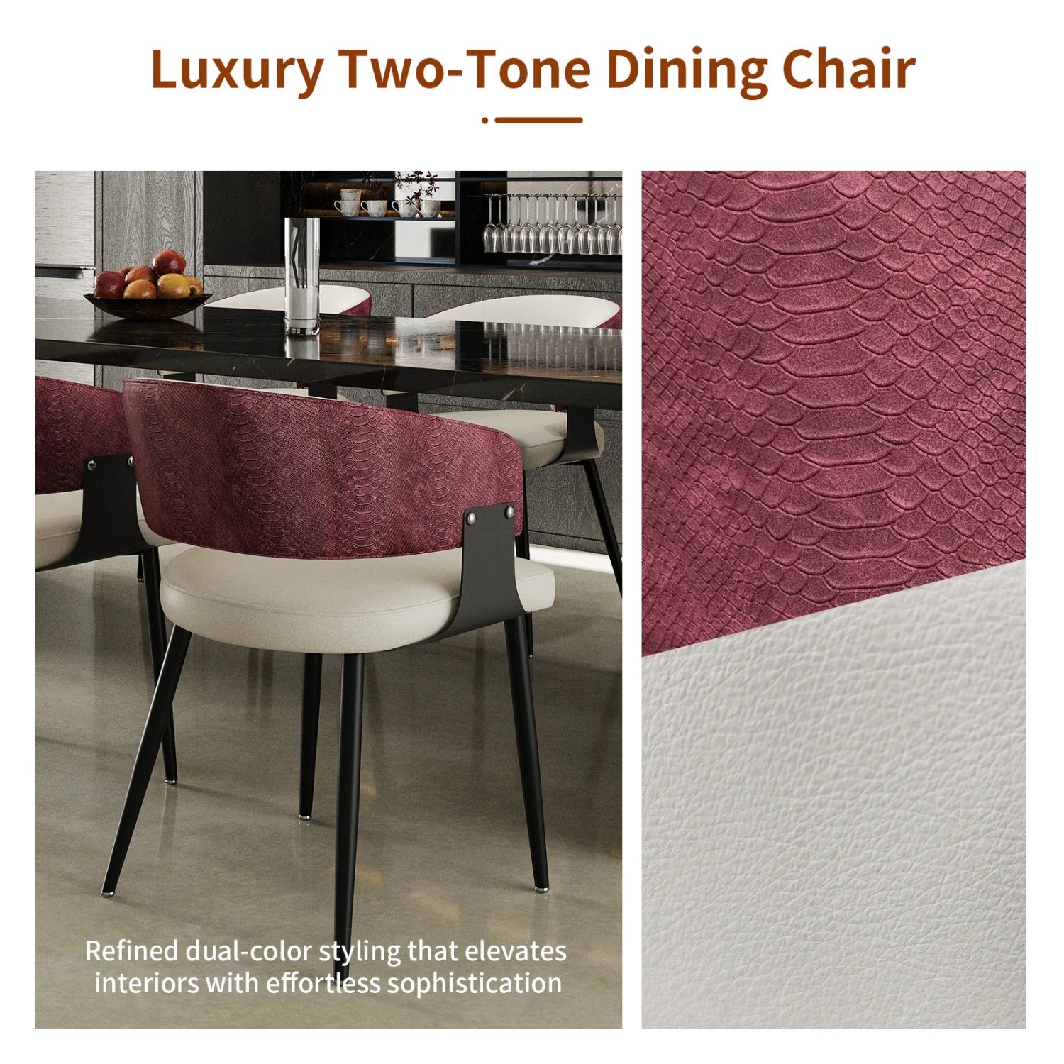 OEM Dining Chairs Microfiber Leather Wide Cushioned Seat Upholstered