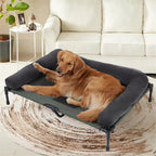 OEM Pet Bed Elevated Cooling Detachable Plush Bolster Gray Large