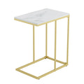 C-Shaped End Side Table - Marble Top - Gold & White