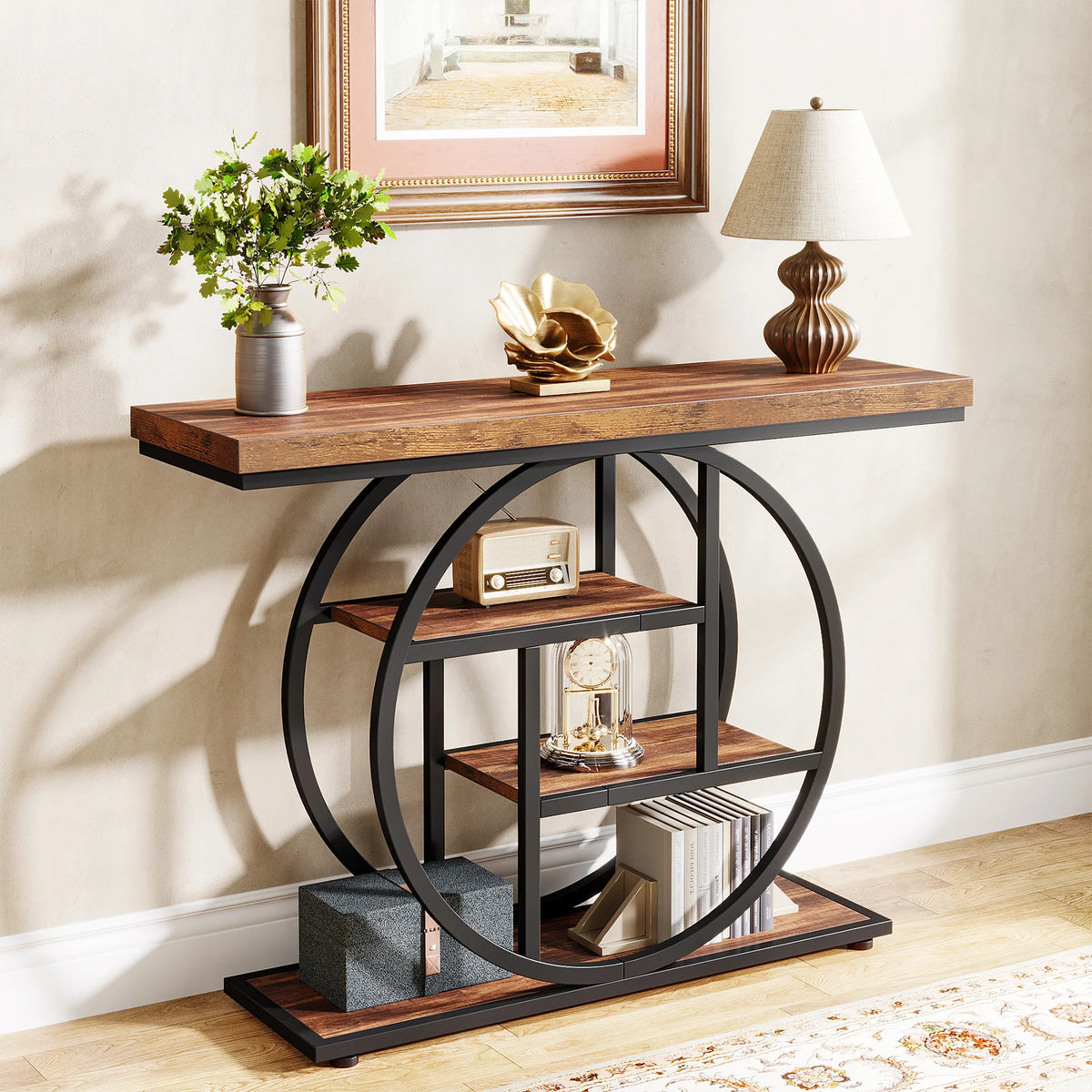 OEM Console Table 4-Tier Storage Black