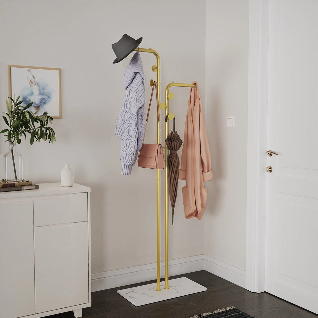 OEM Clothes Rack Heavy Duty Dual-Pole Metal Stone Base