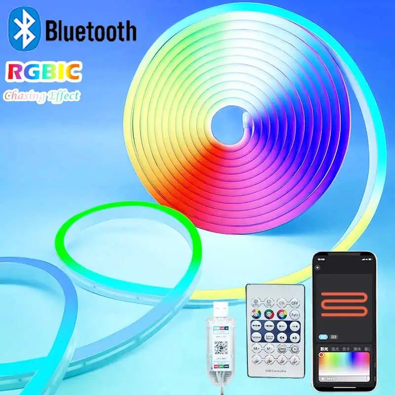 OEM Smart RGBIC Neon LED Strip Light Bluetooth Music Waterproof 3m