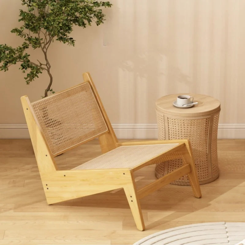 Lounge Armchair with Backrest - Light Oak