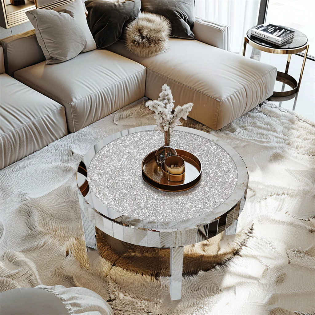 OEM Coffee Table Round Mirrored Silver