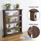 OEM Floating Shelf Wooden 4-Tier Dark Brown