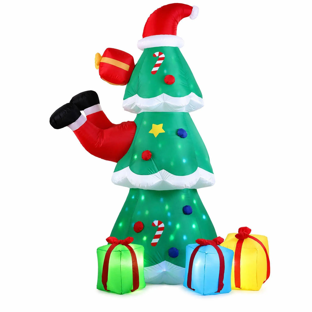 OEM Christmas Inflatable Santa Tree Flashing Lights Outdoor Decoration Green 2.5m