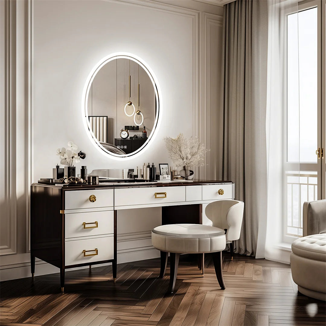 OEM Bathroom Mirror Oval LED Backlit Wall Mounted White