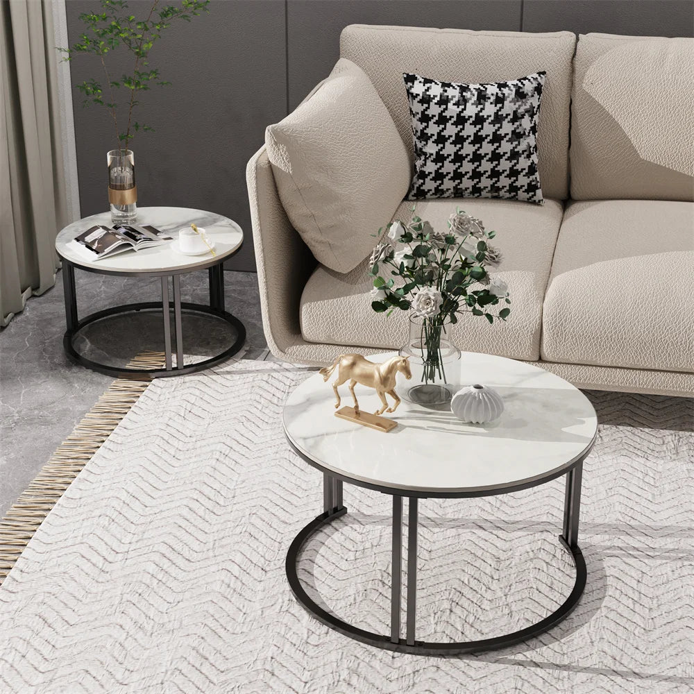 OEM Coffee Table Set 2 Piece Sintered Stone Black/White