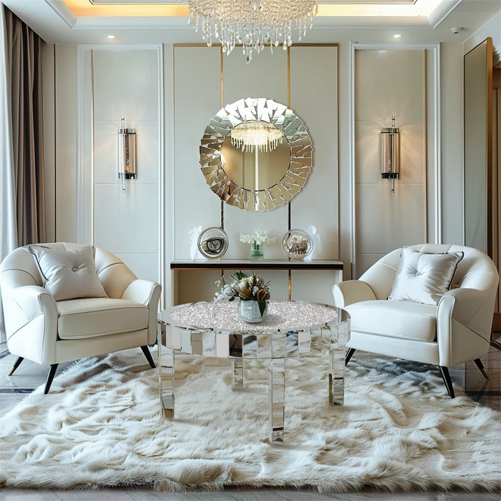 OEM Coffee Table Round Mirrored Silver
