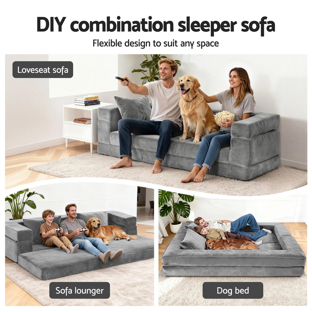 OEM Convertible Sofa Bed Folding Pull-Out Mattress Grey