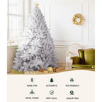OEM Artificial Christmas Tree White PVC 1000 Tips 210cm