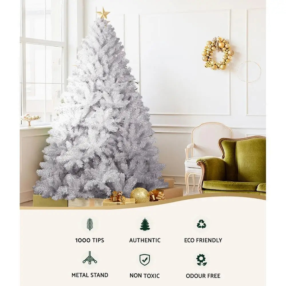 OEM Artificial Christmas Tree White PVC 1000 Tips 210cm