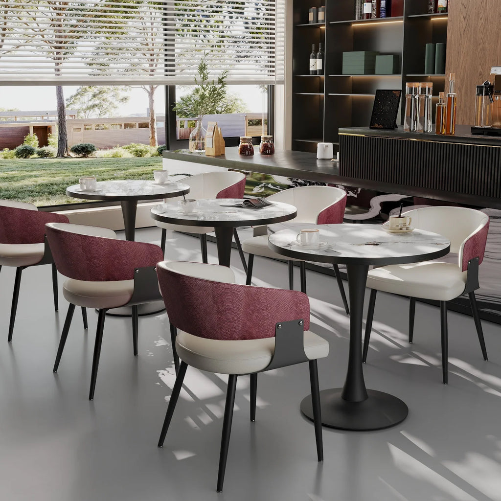 OEM Dining Chairs Microfiber Leather Wide Cushioned Seat Upholstered