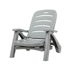 OEM Folding Sun Lounger Chair with Wheels 5-Position Adjustable Outdoor Recliner Grey 186x75.5cm