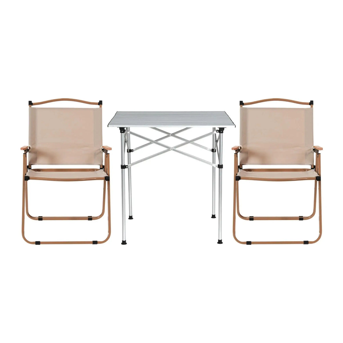 OEM 3 Piece Folding Camping Table Chair Set Beige 70x70x70cm