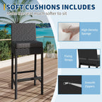 Patio Barstools Set of 2 - Armless - Black/Grey