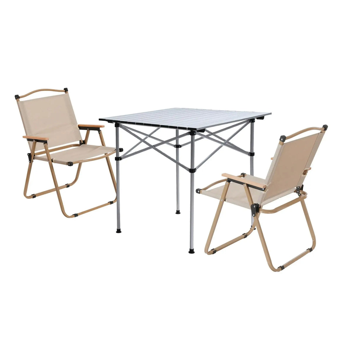 OEM 3 Piece Folding Camping Table Chair Set Beige 70x70x70cm