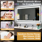 OEM Bathroom Mirror LED Backlit Bluetooth Speaker Silver