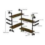 OEM Wall Wine Rack Industrial Pipe Shelves Glass Holder Rustic Brown Medium