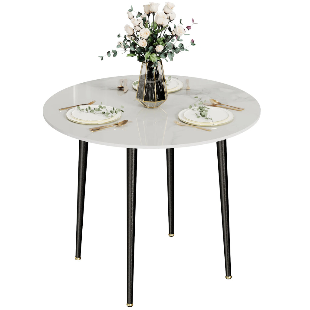 OEM Dining Table Round Sintered Stone Top Light Grey