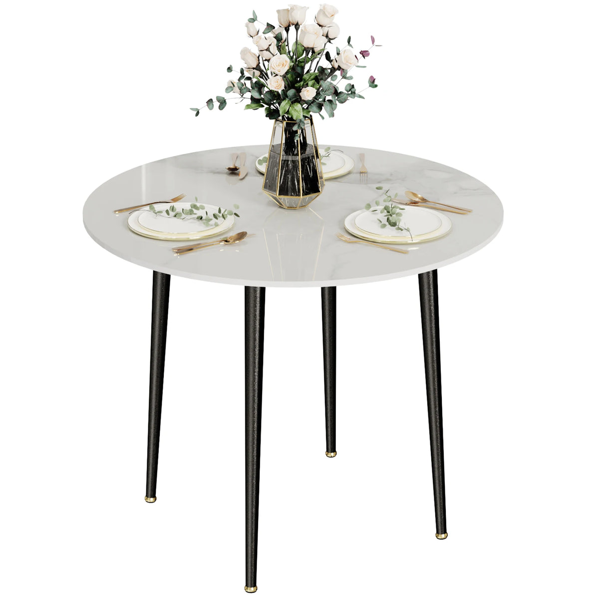 OEM Dining Table Round Sintered Stone Top Light Grey
