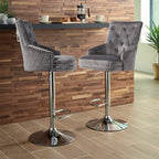 Swivel Bar Stool – Adjustable - Grey Velvet - 1 pcs