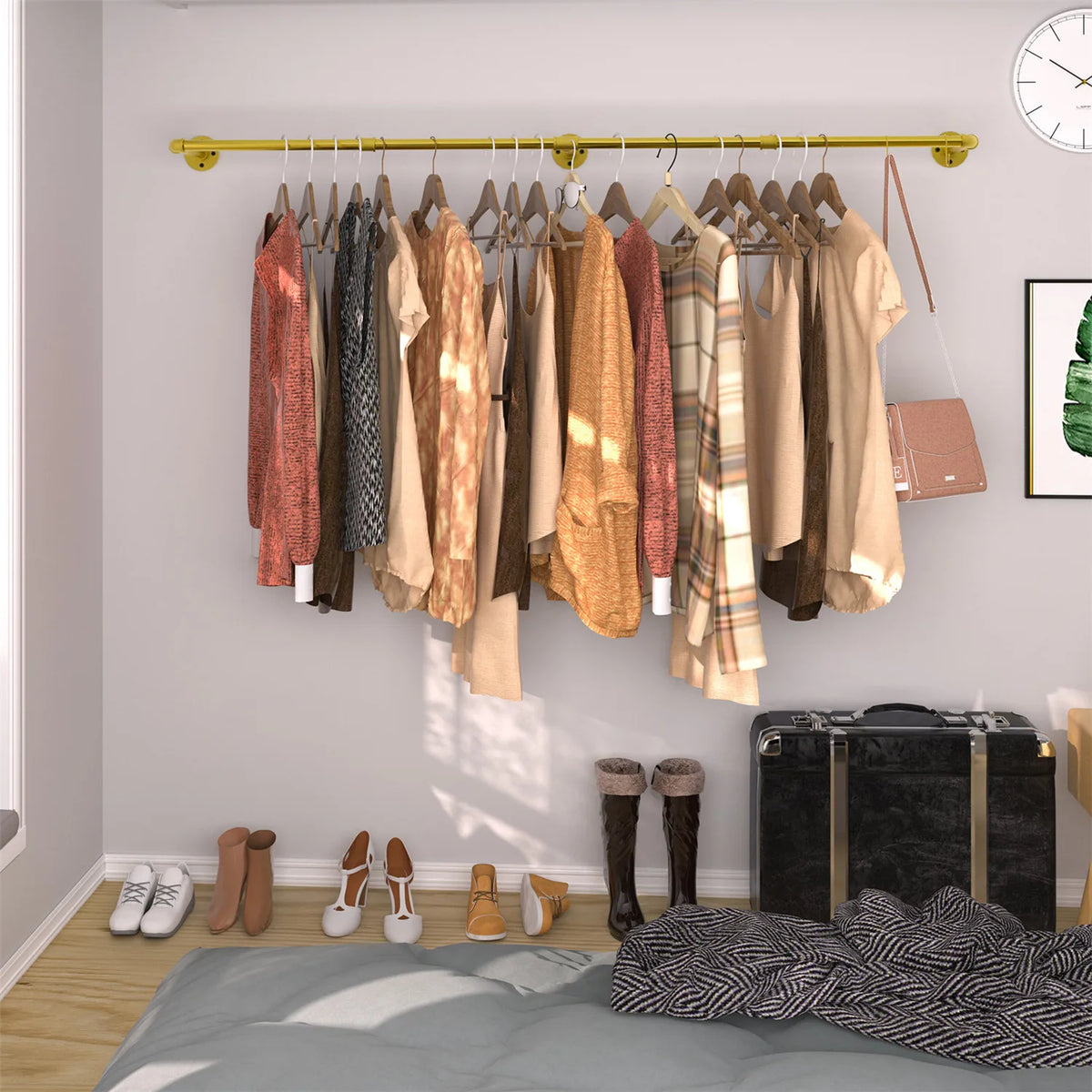 OEM Clothes Hanging Rack Adjustable Length Gold