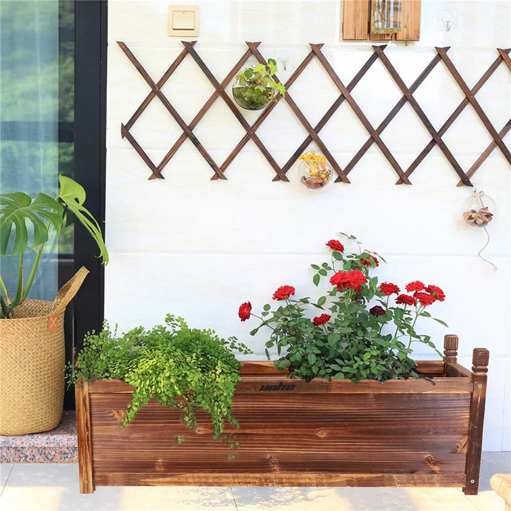 Wooden Raised Planter Box - 90x30x34cm - Dark Brown