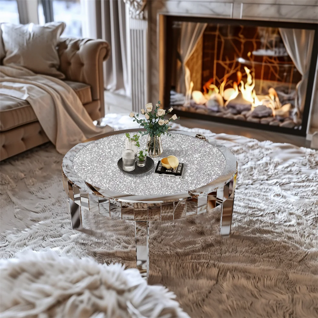 OEM Coffee Table Round Mirrored Silver
