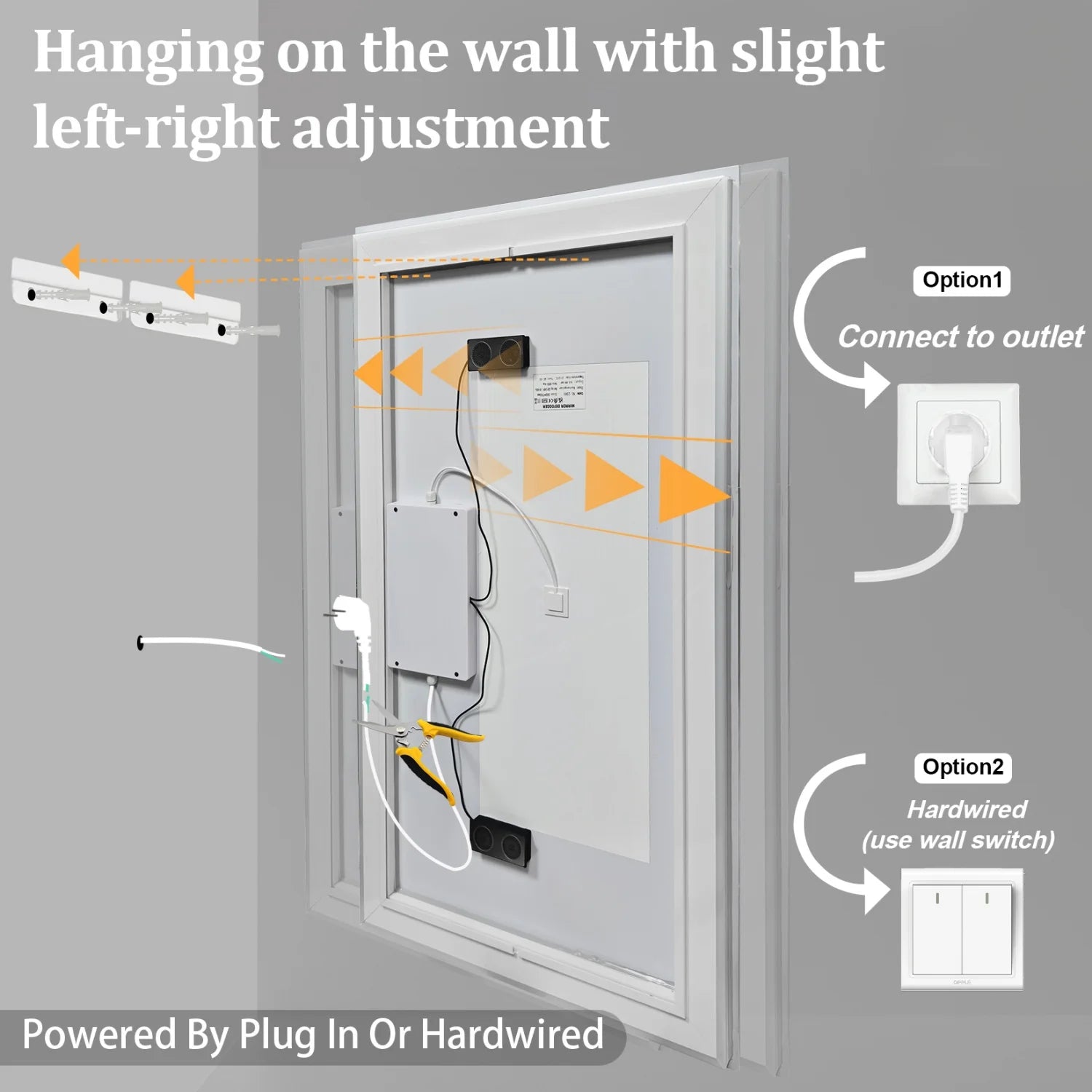 OEM Bathroom Mirror LED Backlit Bluetooth Speaker Silver