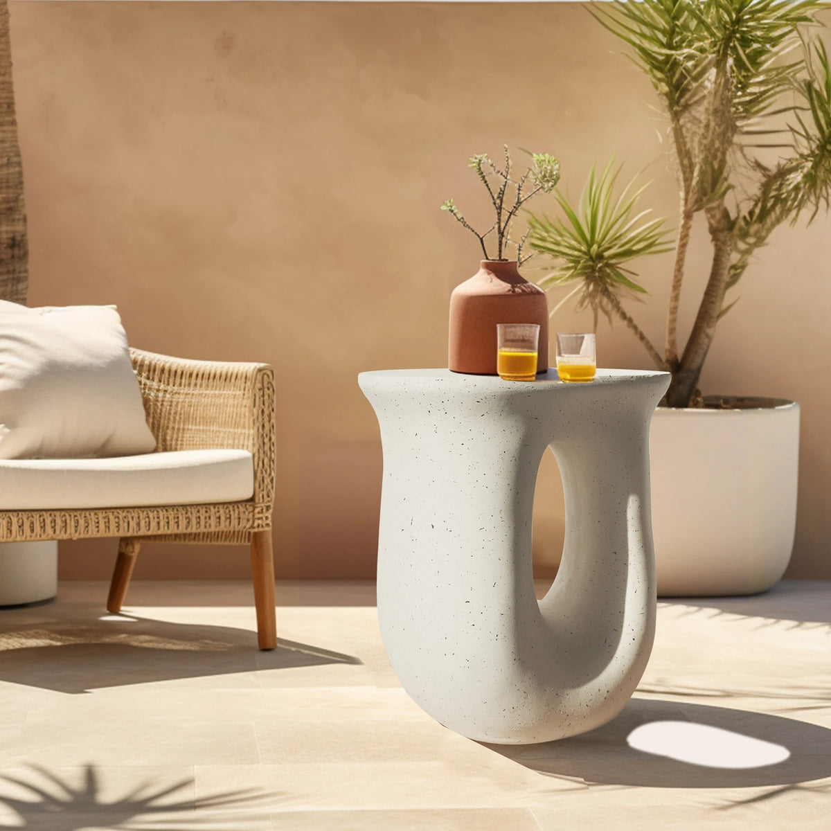 OEM U-Shaped Side Table Modern Off White