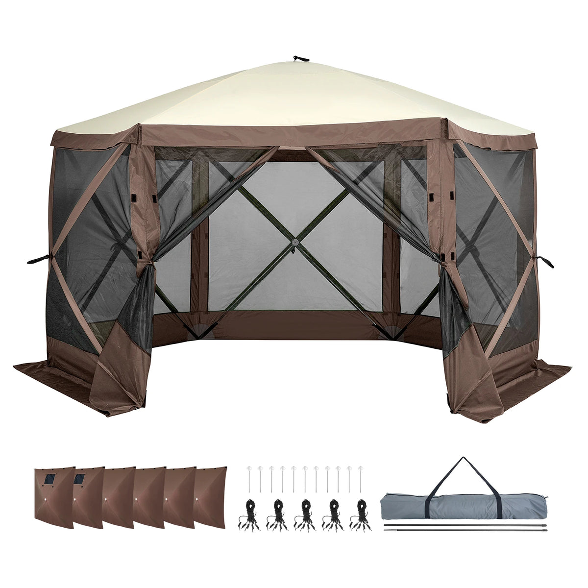 OEM Pop Up Gazebo Screen Tent 6-Sided Privacy Panels Green 12x12ft