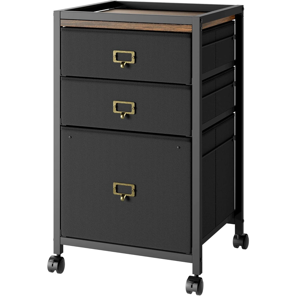 File Cabinet with 3 Drawers - Black