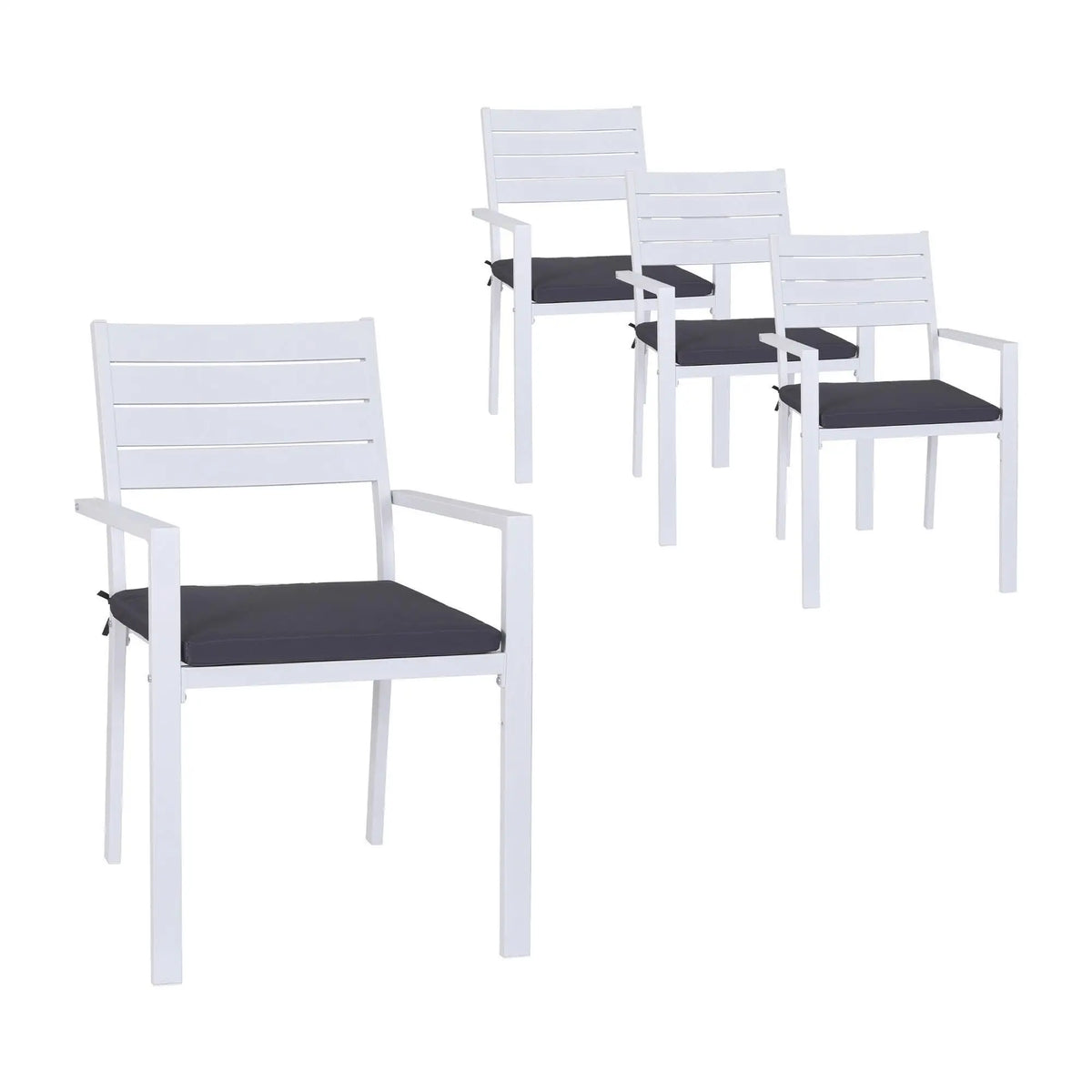 OEM Outdoor Dining Chairs Stackable Aluminium White 49x48x82.5cm
