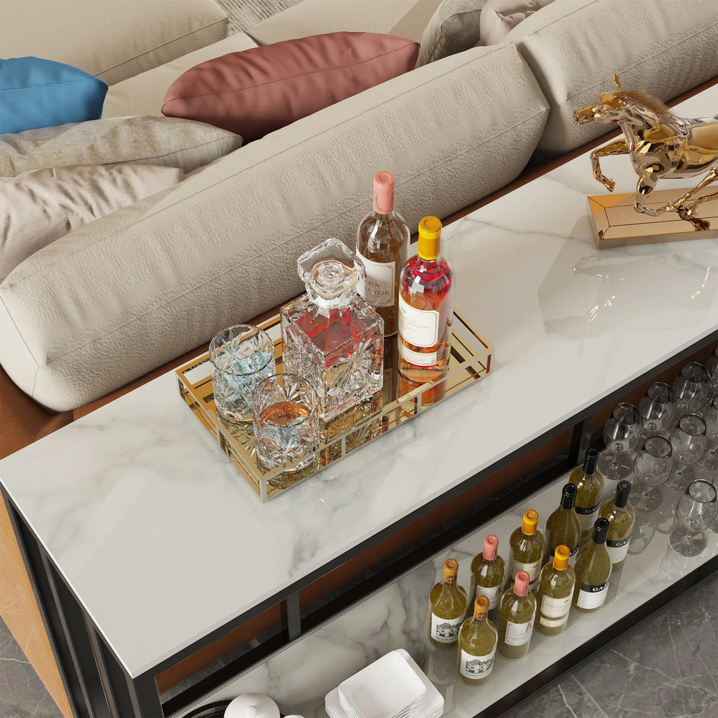 OEM Console Table Sintered Stone Top Metal Frame White 120x30x78cm