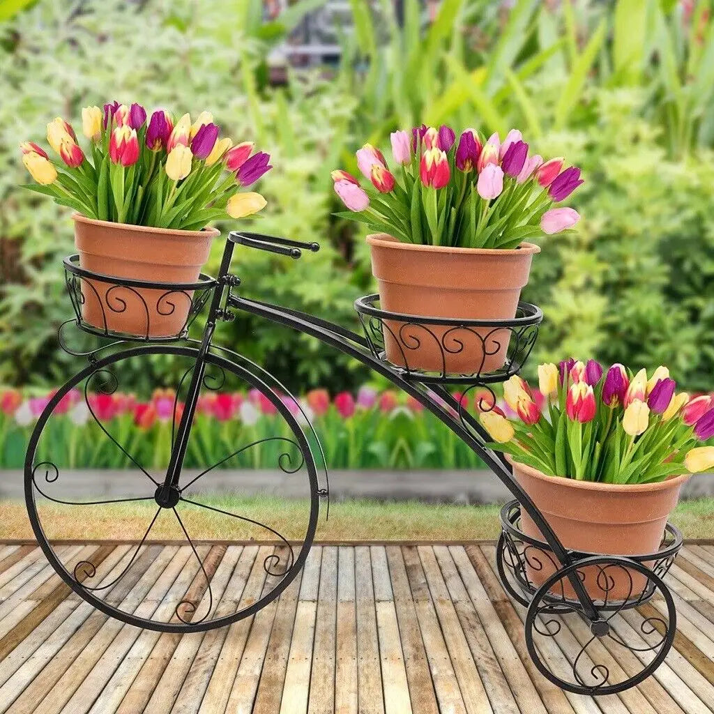 Plant Stand - Metal Flower Pot Holder - Black