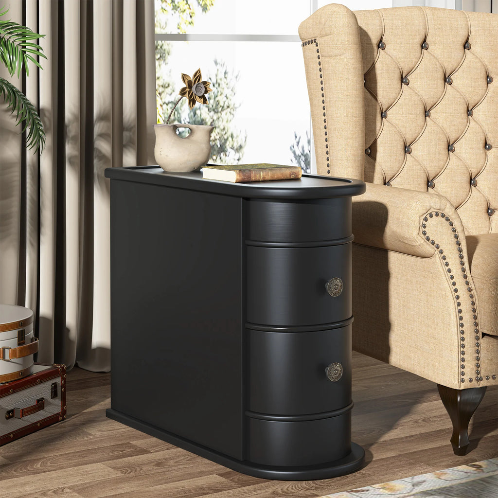 OEM End Table 2-Drawer Narrow Slim Wood