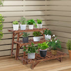 OEM Plant Display Rack 3-Tier Stepped Corner Dark Brown