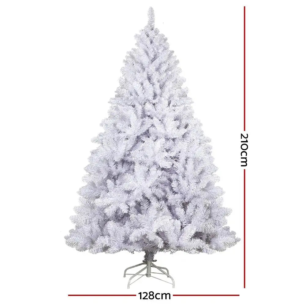 OEM Artificial Christmas Tree White PVC 1000 Tips 210cm