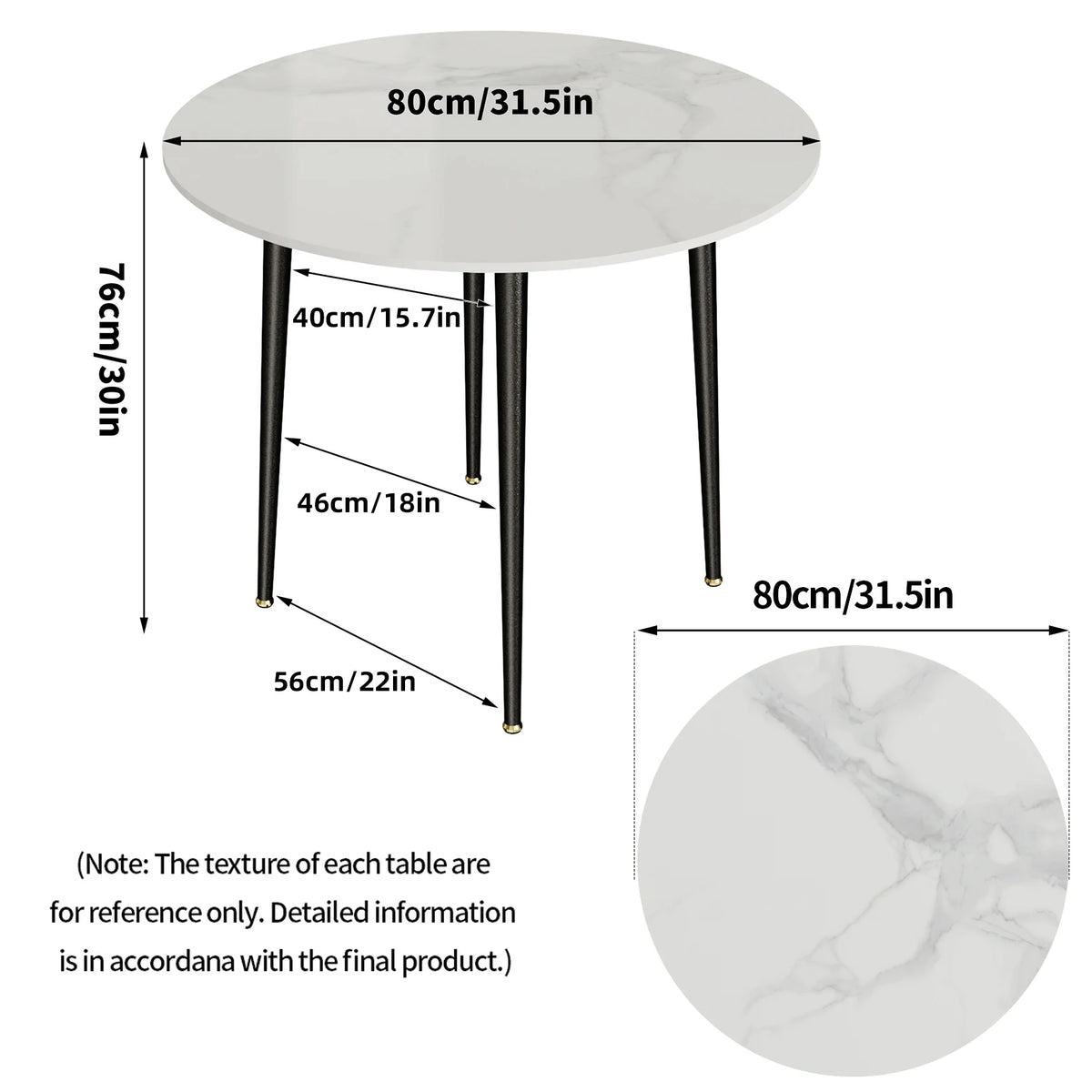 OEM Dining Table Round Sintered Stone Top Light Grey