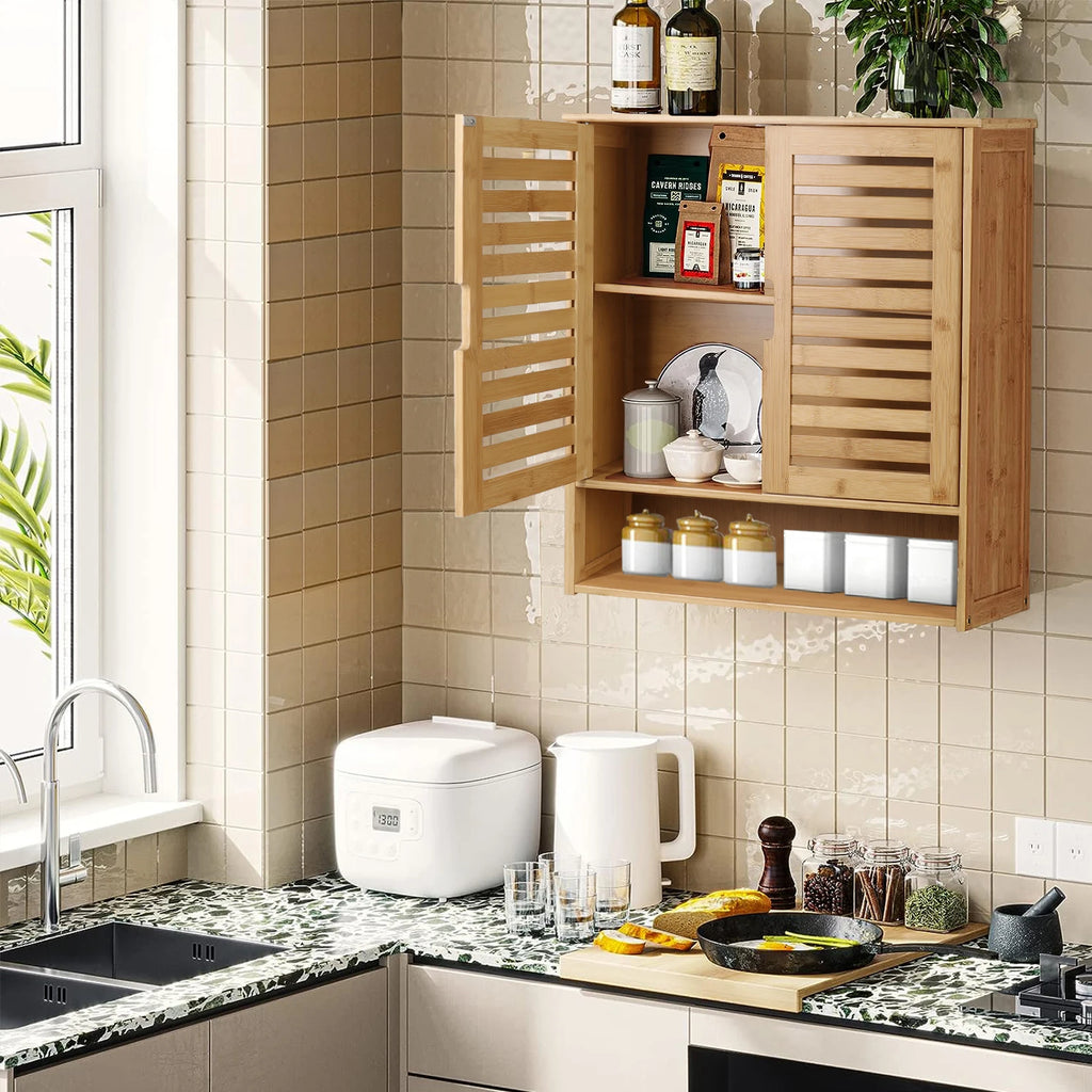 Bathroom Cabinet Shelf - Wall Mounted - Bamboo