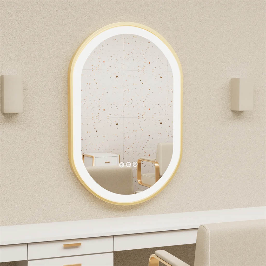 OEM Bathroom Mirror Oval LED Illuminated Gold