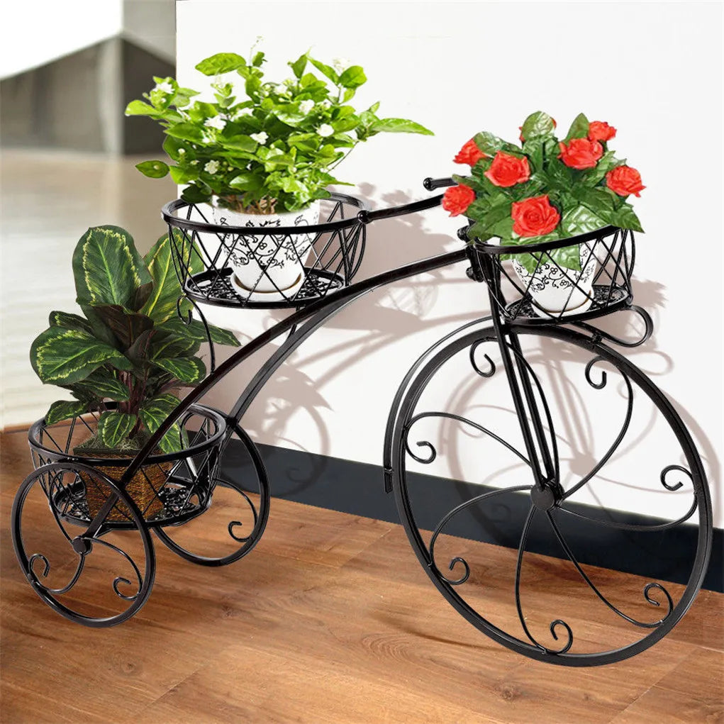 OEM Plant Stand 3-Tier Bicycle Iron Frame Black