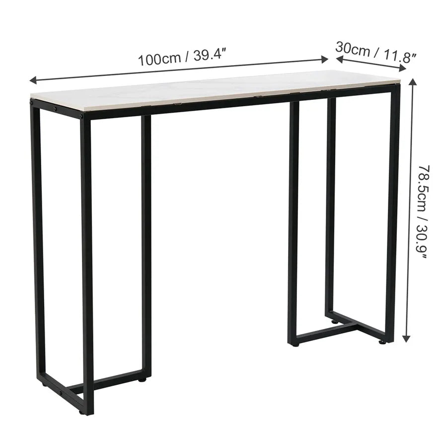 OEM Console Table Sintered Stone Top Metal Frame Black/White