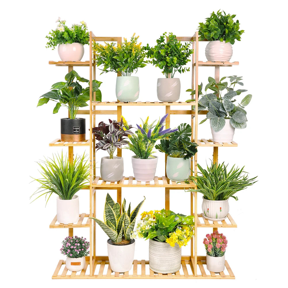 OEM Plant Stand 9-Tier Bamboo Organizer Light Oak